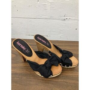 Kensie girl black Tan high heels with bow Women's Shoes SZ 8 B